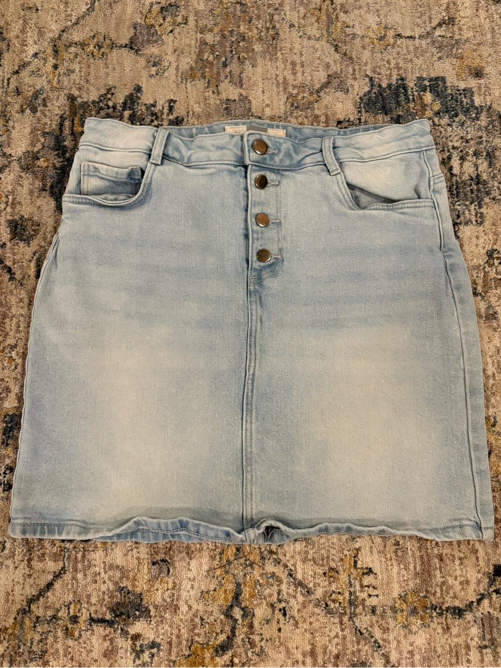 Label Of Graded Goods Jean Denim Skirt Light Wash Button Size 4